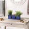 Accent Plus Home Decorative Ceramic Mini Planter Set - Blue Square